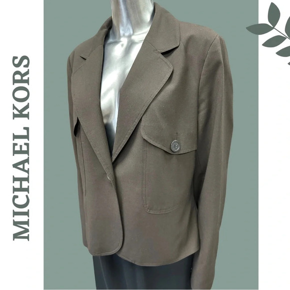 Michael Kors  Brown Label Lined Single
Breasted Blazer Chocolate Brown Size 14 - Picture 5 of 8